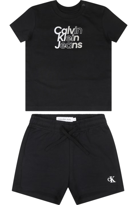 Calvin Klein Bottoms for Baby Boys Calvin Klein Black Suit For Baby Boy With Logo