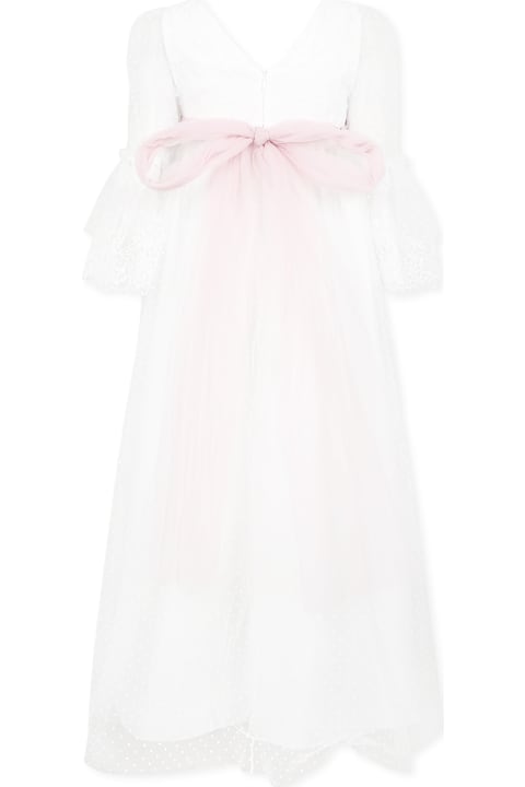 Homeware Monnalisa White Dress For Girl With Flowers