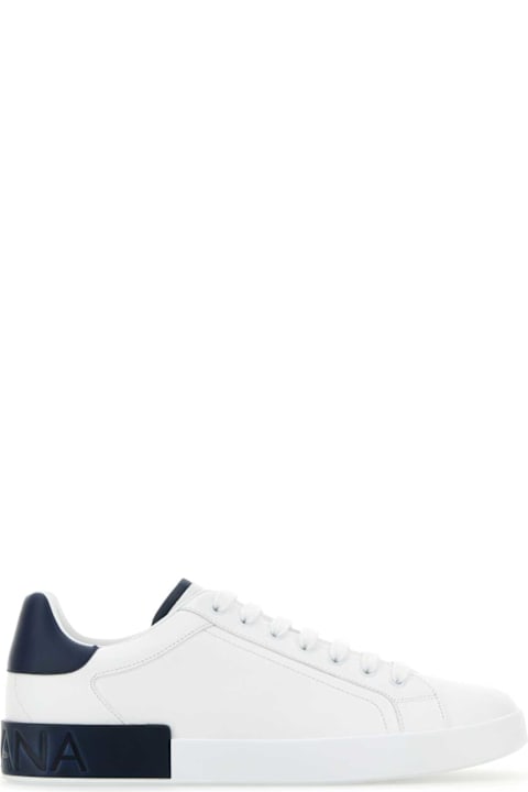 Sneakers for Men Dolce & Gabbana White Leather Portofino Sneakers