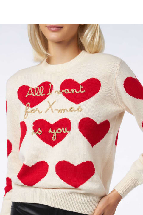 Homeware MC2 Saint Barth Woman Crewneck Sweater With All I Want For Xmas Is You Embroidery