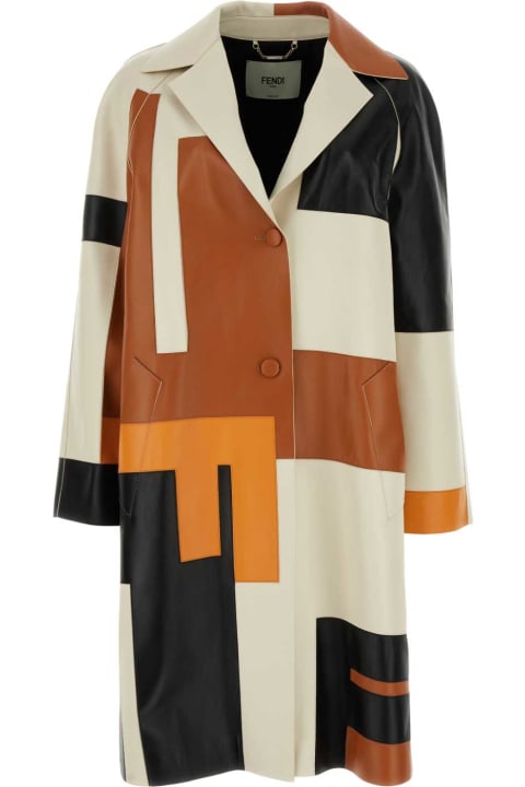 Coats & Jackets for Women Fendi Multicolor Nappa Leather Overcoat