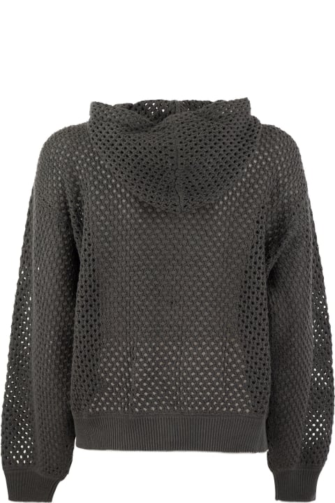 Brunello Cucinelli Coats & Jackets for Women Brunello Cucinelli Dazzling Net Cotton Zip Hoodie