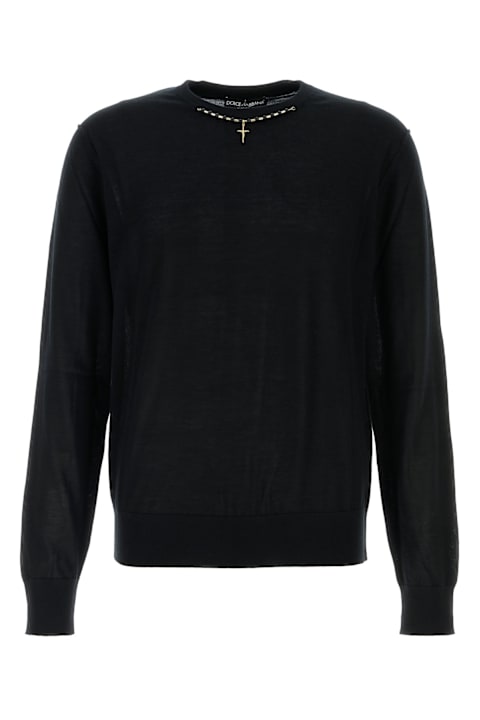 Dolce & Gabbana Sweaters for Men Dolce & Gabbana Black Cashmere Sweater