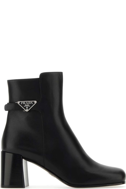 Prada for Women Prada Black Leather Ankle Boots