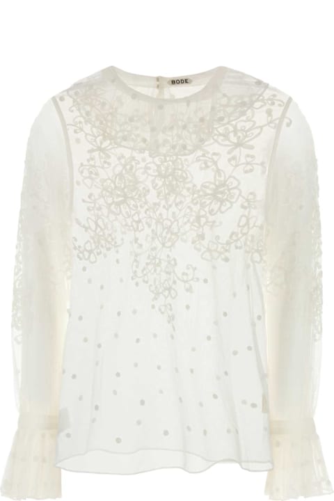 Bode Clothing for Women Bode White Mesh Middlemist Blouse