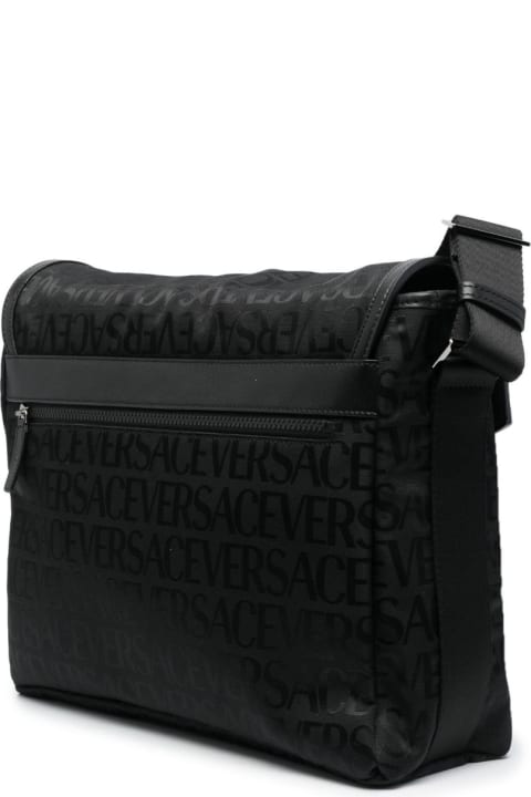 メンズ ショルダーバッグ Versace Logo Monogram Shoulder Bag