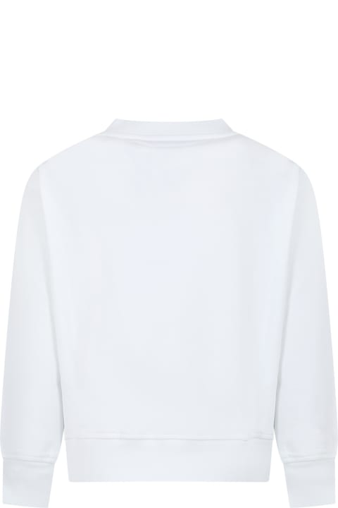 ガールズ MSGMのニットウェア＆スウェットシャツ MSGM White Sweatshirt For Kids With Logo
