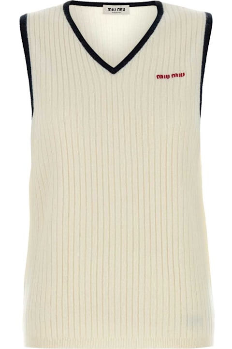 Miu Miu Coats & Jackets for Women Miu Miu Ivory Cashmere Vest