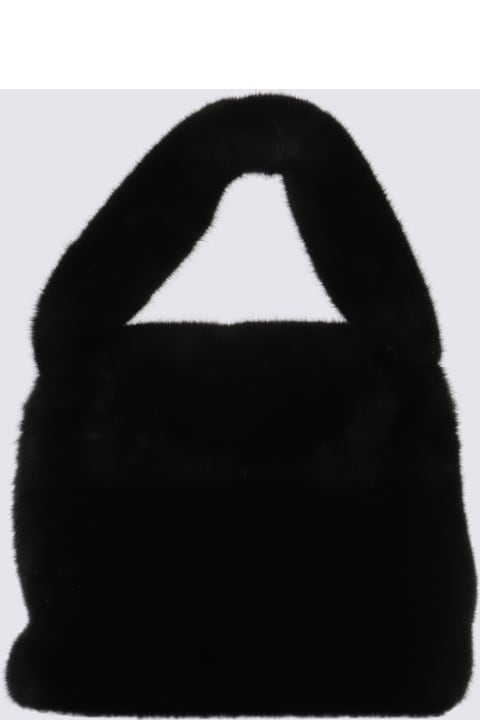 Blumarine for Women Blumarine Black Faux Fur Monogram B Bag