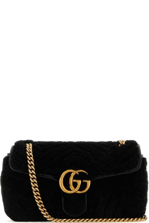 Gucci Womenのセール Gucci Black Shearling Small Gg Marmont Shoulder Bag