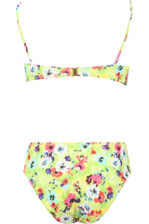 Swimwear for Girls MSGM Multicolor Trikini For Girl With Floral Print