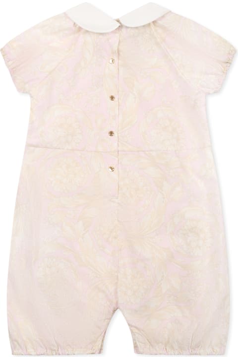 Fashion for Baby Boys Versace Pink Romper Or Baby Girl With Barocco Print