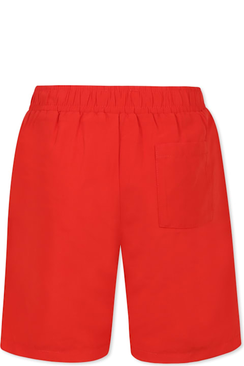 Homeware Kenzo Kids Red Swim Shorts For Boy With Lucky Tiger
