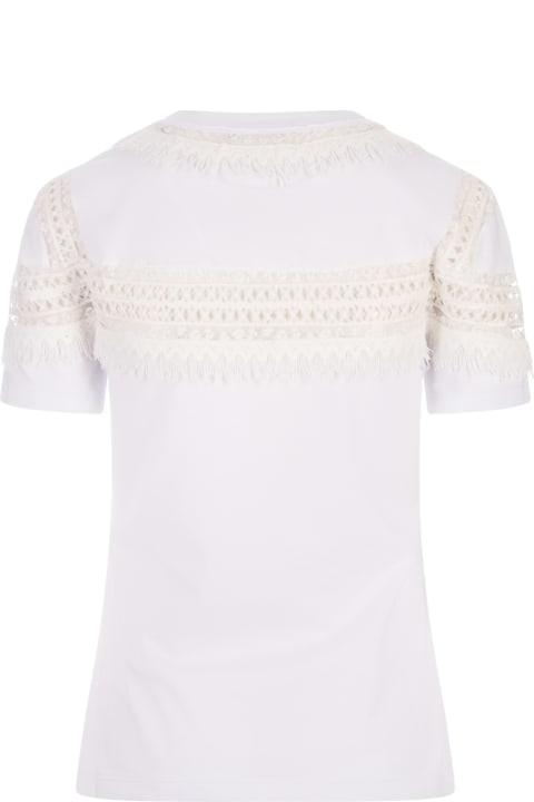 Ermanno Scervino Topwear for Women Ermanno Scervino White T-shirt With Macramé Lace