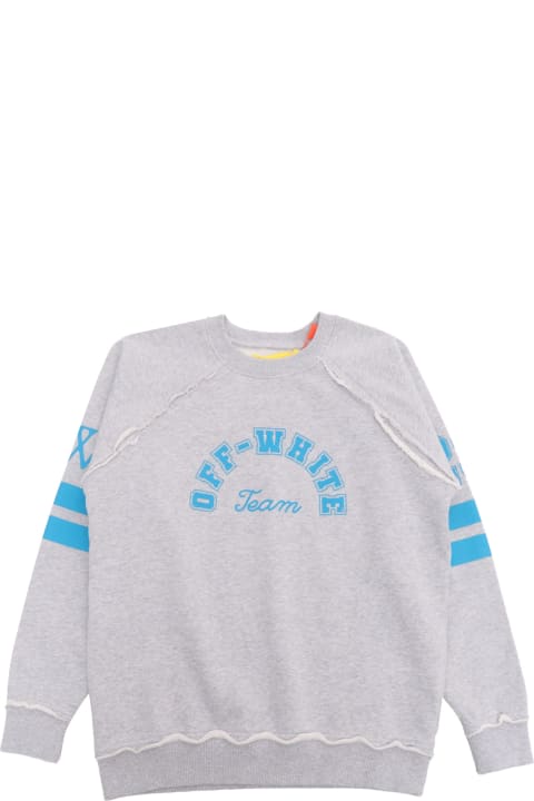 Off-White for Kids Off-White Gray And Light Blue Sweatshirt
