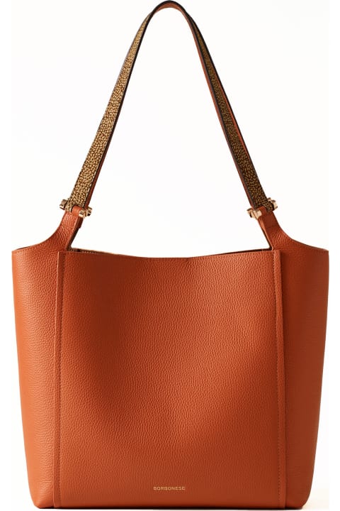Borbonese Bags for Women Borbonese Bolt Medium Shoulder Bag In Hammered Leather
