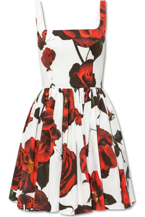 Dresses for Women Alexander McQueen Floral Printed Square Neck Mini Dress