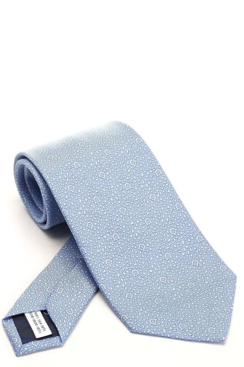 Ferragamo Accessories for Men Ferragamo Ferragamo Gancini-printed Pointed-tip Tie