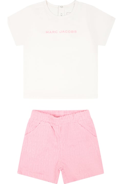 Marc Jacobs Bottoms for Baby Girls Marc Jacobs Pink Set For Baby Girl With Logo