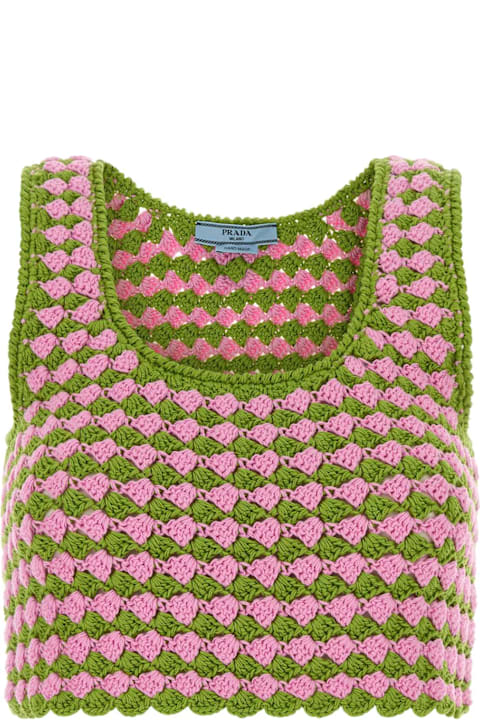 Homeware Prada Tow-tone Crochet Crop Top