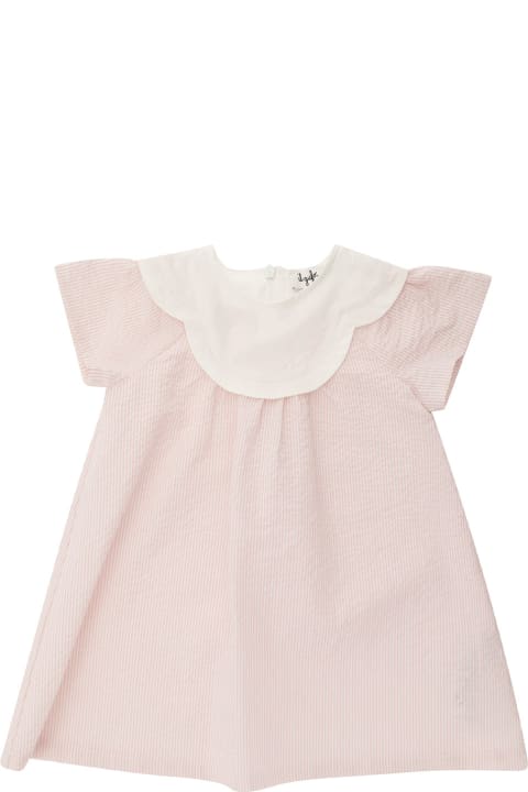 Bodysuits & Sets for Baby Girls Il Gufo Pink Stripe Dress With Collar In Stretch Cotton Girl