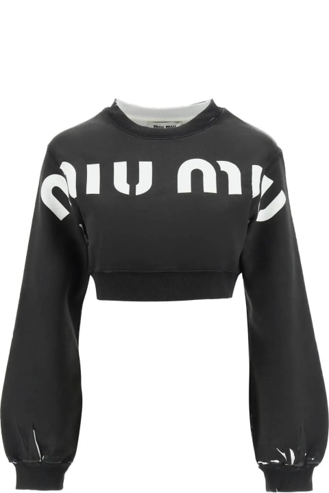 Miu Miu Fleeces & Tracksuits for Women Miu Miu Cropped Logo Sweatshirt
