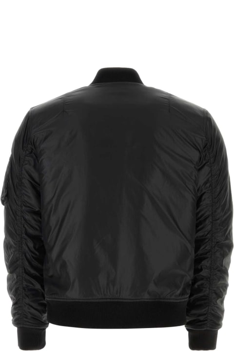 Saint Laurent Men Saint Laurent Black Nylon Bomber Jacket