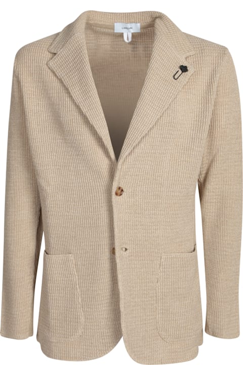 Lardini Sweaters for Men Lardini Beige Linen Cardigan Jacket