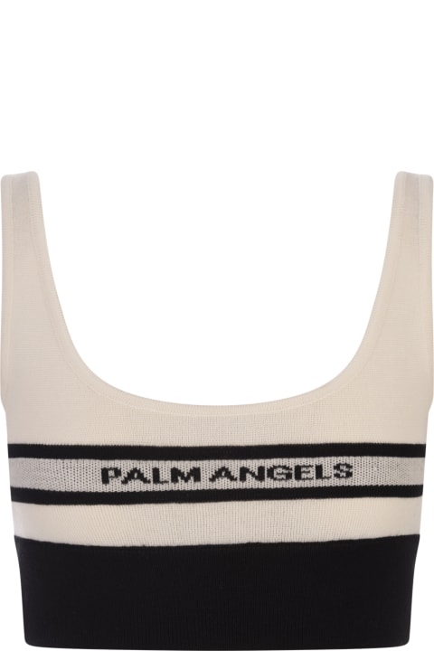 ウィメンズ トップス Palm Angels Two-tone Wool Crop Top With Logo