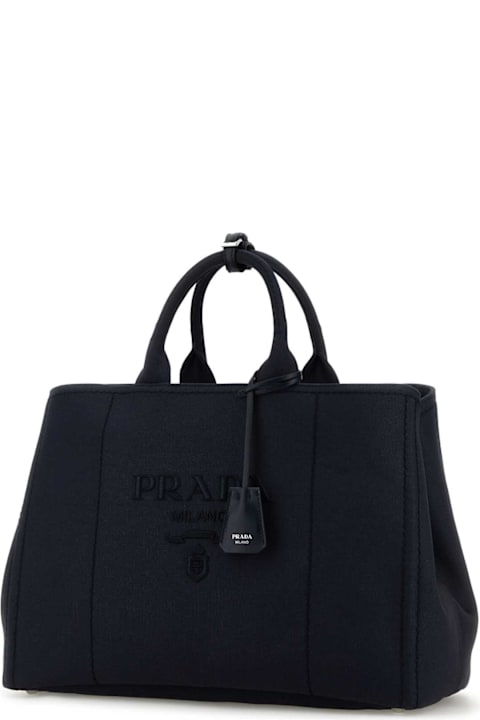 Prada for Kids Prada Navy Blue Canvas Shopping Bag
