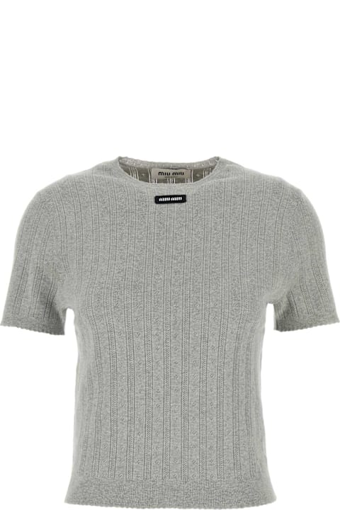 Miu Miu سترات صوف وبدل رياضية لـ السيدات Miu Miu Grey Cotton Sweater