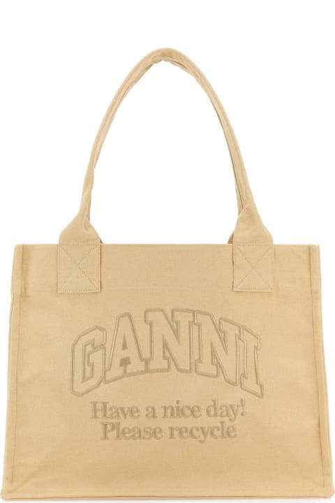 Ganni Totes for Women Ganni Cream Canvas Shopping Bag
