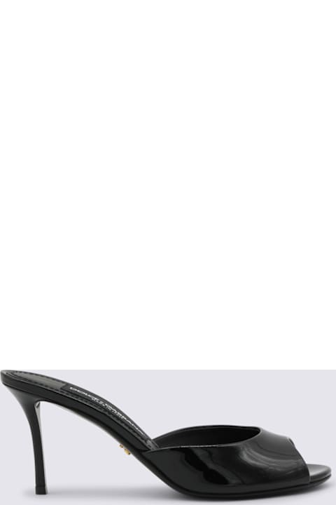 Dolce & Gabbana Black Leather Keira Mule Sandals