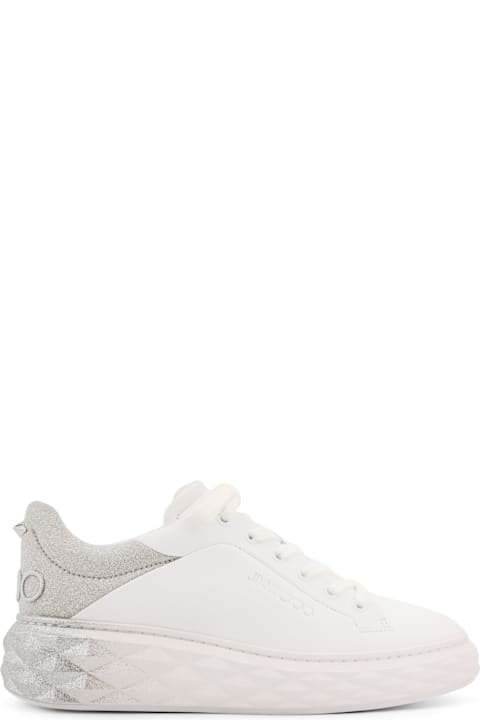 Jimmy Choo Sneakers for Women Jimmy Choo Diamon Maxi Leather Sneakers With Glitter Detail