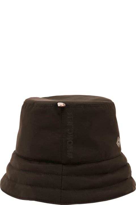 Moncler Grenoble Hats for Women Moncler Grenoble Black Bucket Hat With Metal Logo Patch In Tech Fabric Woman