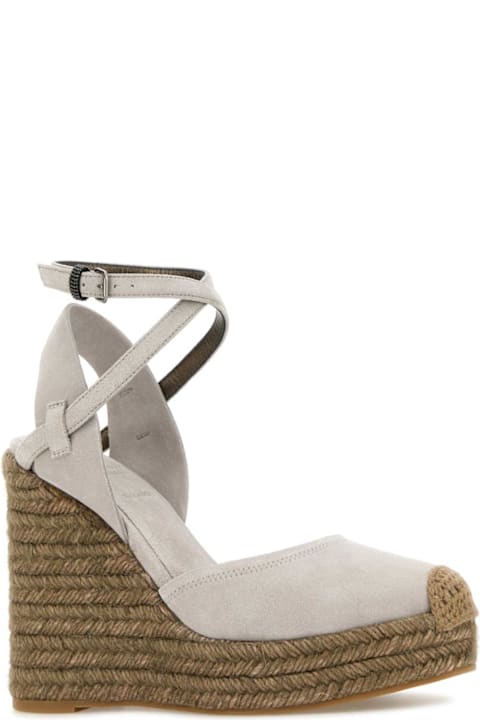 Brunello Cucinelli Light Grey Suede Wedges