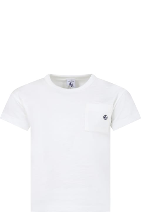 Petit Bateau Topwear for Boys Petit Bateau White T-shirt For Kids