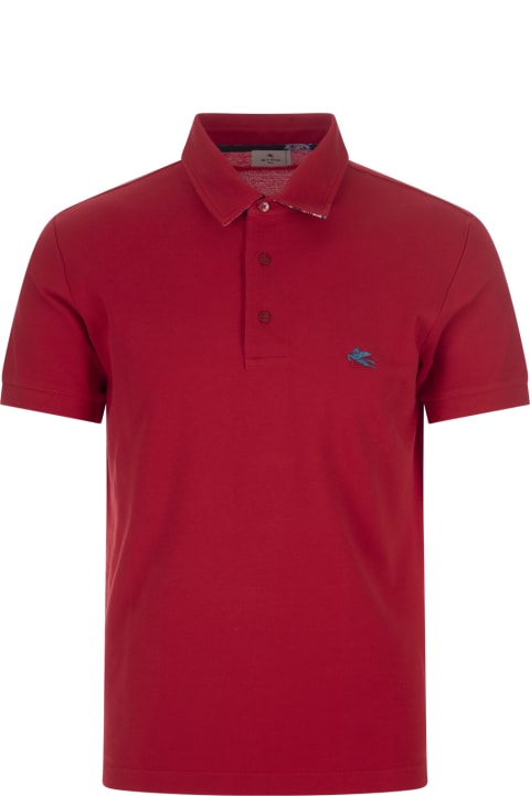 メンズ Etroのトップス Etro Red Polo Shirt With Embroidered Pegasus