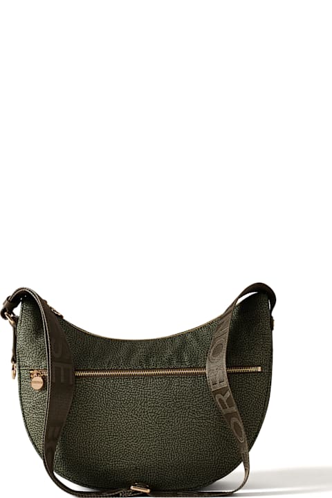 Borbonese Women Borbonese Luna Hobo Middle Shoulder Bag In Military Green Op Fabric