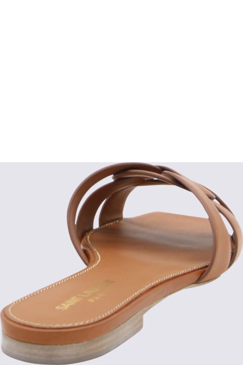 Homeware Saint Laurent Brown Leather Tribute Flats
