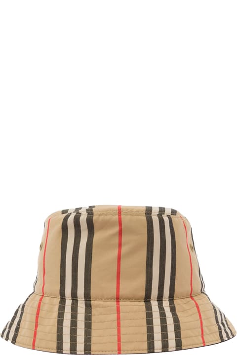 Fashion for Men Burberry Brown Bucket Hat With Icon Stripe Motif In Cotton