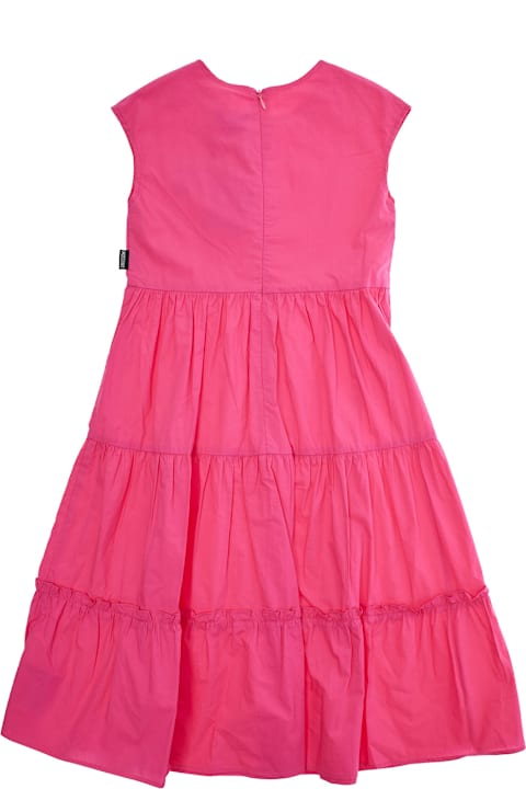 Homeware Moschino Pink Flounced Dress With Teddy Bear Patch In Stretch Cotton Girl