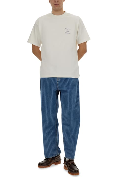 Drôle de Monsieur ملابس علوية لـ القسم الرجالي Drôle de Monsieur T-shirt With Italicized Slogan
