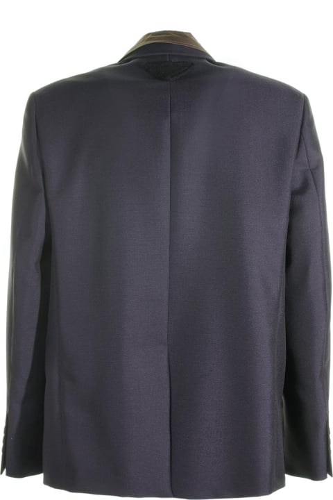 Prada Sale for Men Prada Single-breasted Jacket In Blue Mohair Wool