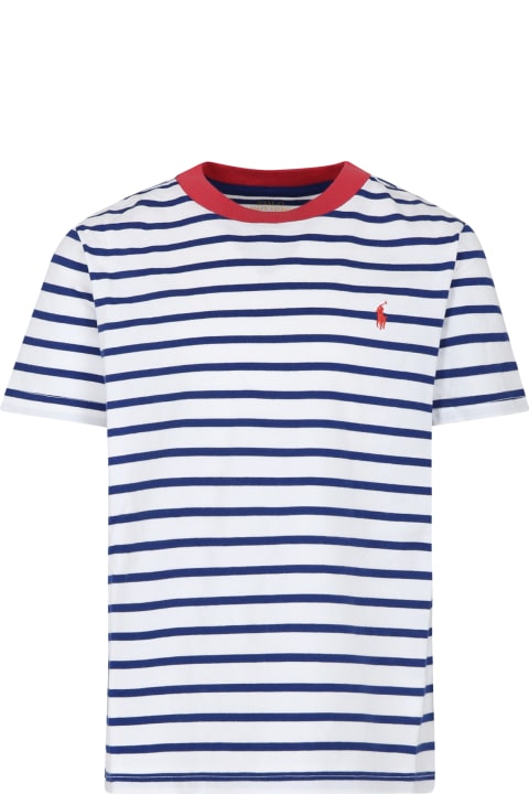 Ralph Lauren for Kids Ralph Lauren Blue T-shirt For Boy With Embroidery