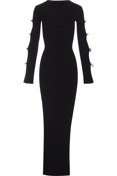 Fashion for Women Mach & Mach Long Black Stretch Dress With Applications