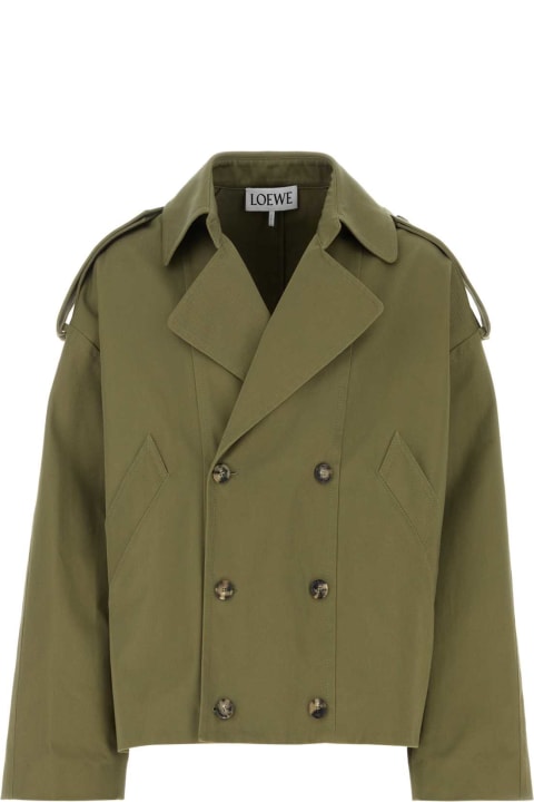 Clothing Sale for Men Loewe Green Cotton Trench Coat