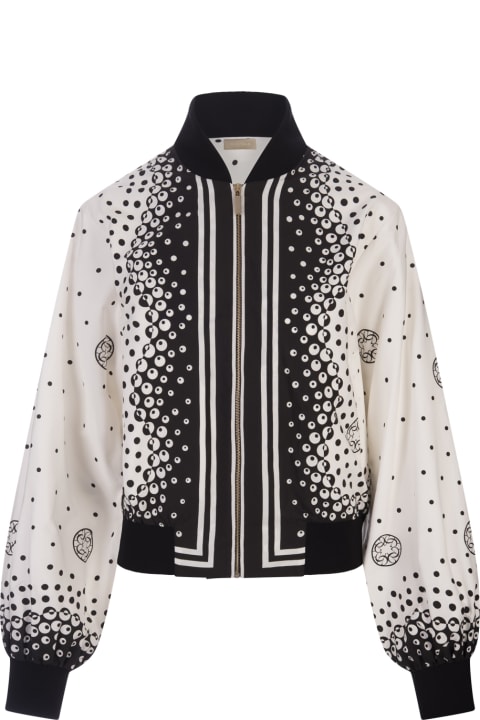 ウィメンズ コート＆ジャケット Elie Saab Moon Printed Cotton Bomber Jacket In White And Black