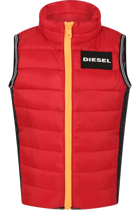 Diesel for Kids Diesel Red Gilet For Boy With Logo
