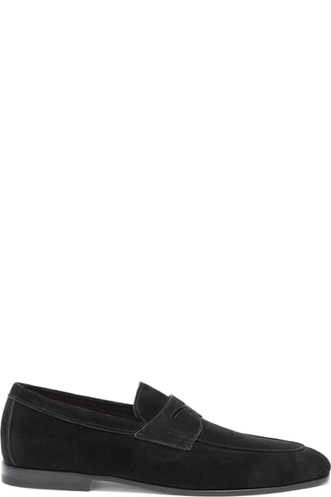 Santoni Shoes for Men Santoni Carlos Loafers In Black Suede